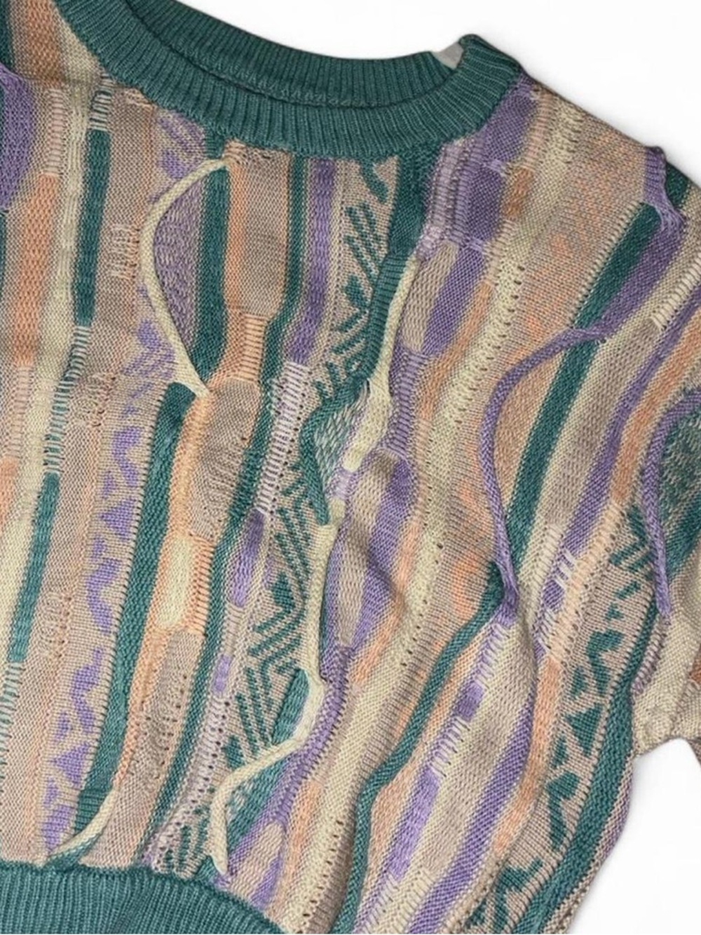 Pastel Knit Sweater Green, Lavender & Cream